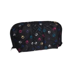 Dog Print Makeup Bag Cute Travel Cosmetic Case Lug Flash Paws Black NWT Cat Pet